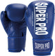 Super pro combat gear champ (kick)bokshandschoenen blauw wit 16oz