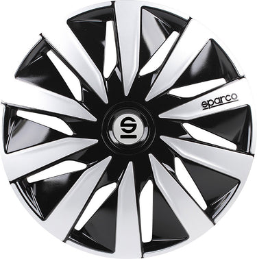 wieldoppen Lazio 14 inch ABS zwart zilver set van 4