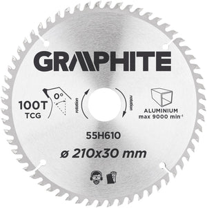 Graphite cirkelzaagblad 205 mm, 80 tands, aluminium