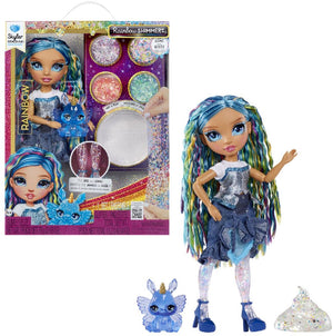 Rainbow high shimmers met slijm-modepop - skyler (blauw)