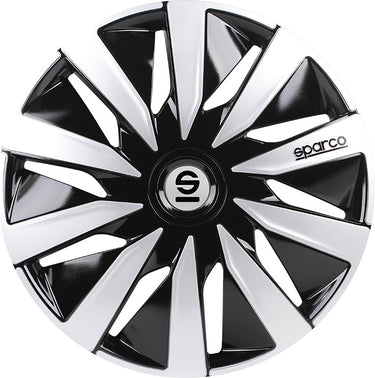 wieldoppen Lazio 16 inch ABS zwart zilver set van 4