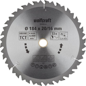 Wolfcraft - cirkelzaagblad 184x20 mm - 22 tanden - serie bruin - 6646000