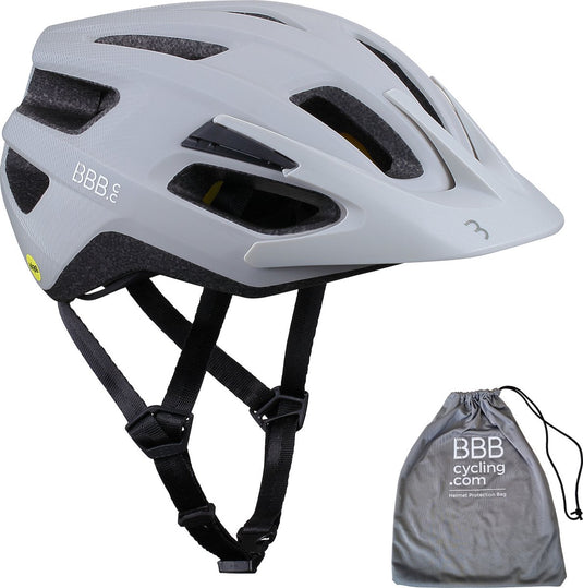 Bbb cycling dune mips 2.0 fietshelm volwassenen - mtb helm racefiets helm met helmtas - wielrenhelm - fietshelm dames - fietshelm heren - mat grijs wit - maat l - bhe-22t