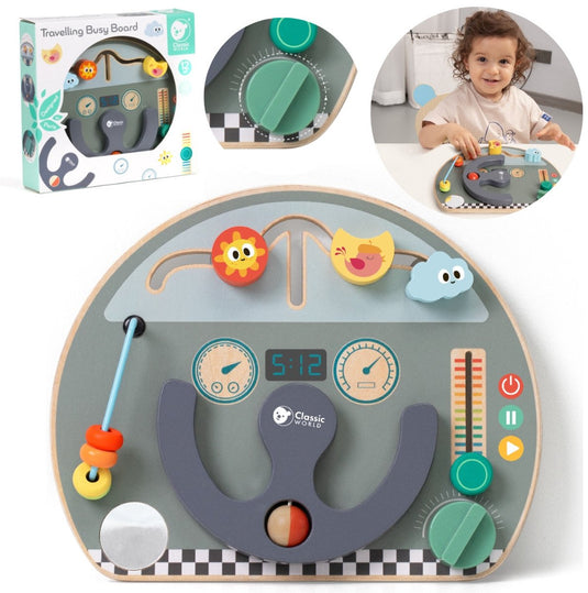 Classic world houten activiteitenbord verkeer educatief speelgoed reis.