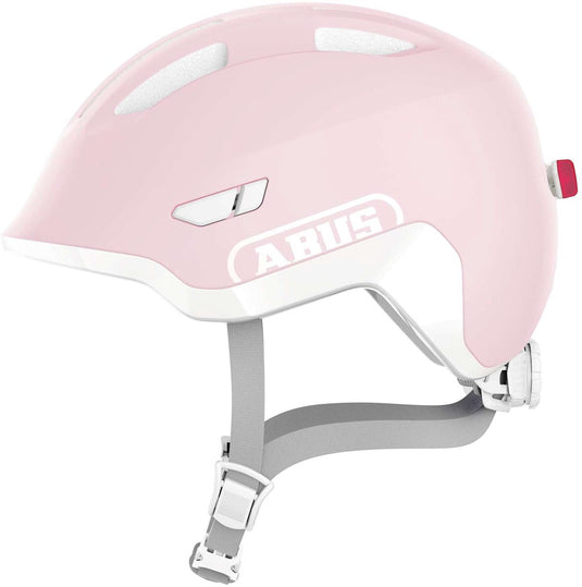 Abus kinderhelm smiley 3.0 ace led - fietshelm met licht - diepe pasvorm ruimte voor een vlecht - voor meisjes en jongens - pure rose, maat m