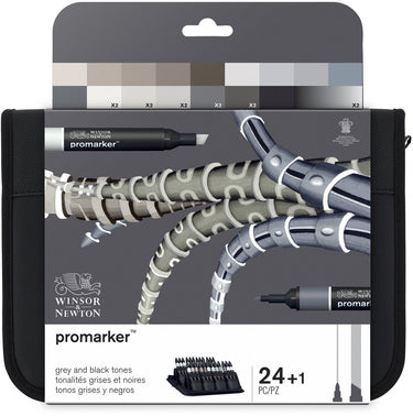 Winsor newton 0290081 promarker™ 24 black greys | professionele layoutmarkers alcoholmarkers