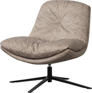 Woood arve draaifauteuil - bedrukte stof - naturel melange - 86x82x87