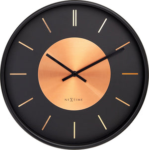 Nextime retro ii – wandklok – 25 cm – metaal – zwart koper – stil