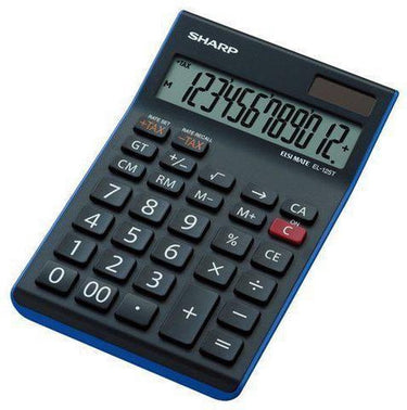 Sharp rekenmachine - el125twh - zwart - 12 digit - 1x lr44 batterij - sh-el125twh