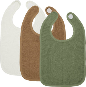 Meyco baby uni slab - 3-pack - badstof - offwhite toffee forest green