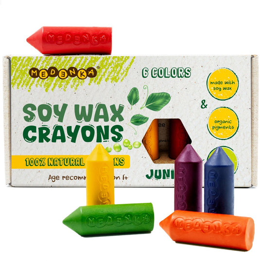 Medenka ® sojawas krijtjes junior - 6 kleuren - natuurlijk vegan - plantaardige sojawas - veilig creatief speelgoed - vanaf 1 jaar
