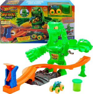 Hot wheels monstertrucks versla het gemuteerde monster - speelset met speelgoedauto en slime