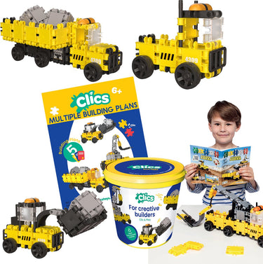Clics builders 5-in-1 bouwblokken– duurzaam speelgoed gemaakt van gerecycleerde kunststof- bouwset 5 in 1 - speelgoed 4,5,6,7,8 jaar jongens en meisjes- educatief speelgoed- montessori speelgoed- constructie speelgoed