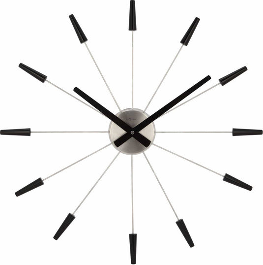 Nextime plug inn – stille wandklok – 58 cm – metaal – zwart – design