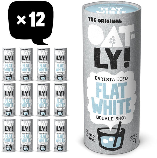 Oatly! oatly haver barista iced flat white - 12x235ml - plantaardige ijskoffie - koffie - voordeelverpakking