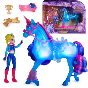 Unicorn academy - train glow river eenhoorn met lichteffecten 3 accessoires - eenhoornspeelgoed - speelfiguren