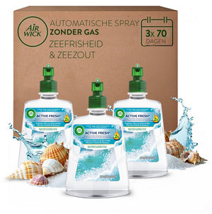 Air wick - active fresh luchtverfrisser marine frisheid zeezout + 3 navullingen