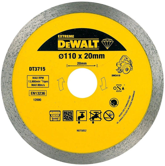Dewalt dt3715 diamantzaagblad 110mm nat droog voor tegelzaagmachine
