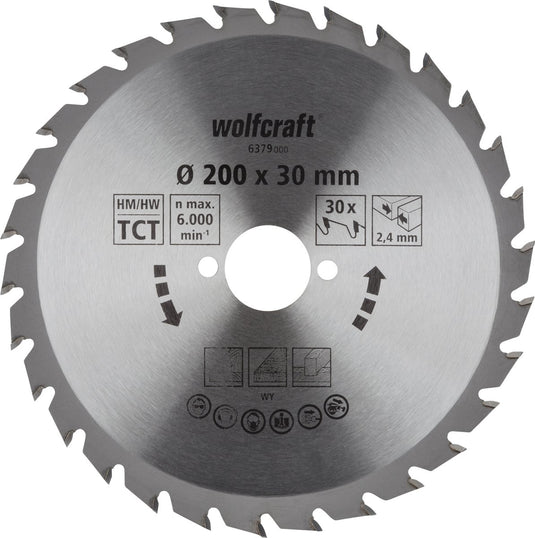 Wolfcraft - cirkelzaagblad 200x30mm - 30 tanden - zaagblad voor cirkelzaag - serie groen - 6379000