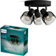 Philips led philips sleet spot - plafondspot met drie lichtpunten - met gerookt glas - kleine fitting e14 - ronde basisplaat