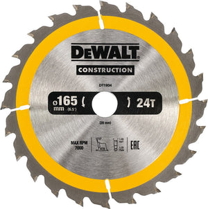 Dewalt constructie serie - zaagblad - 165mm - 24t - hout