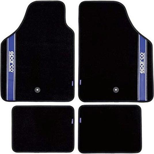 Sparco automatten universeel set van 4 - stof - zwart met blauw