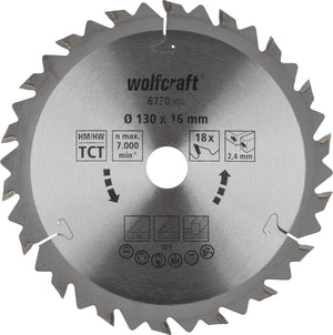 Wolfcraft - cirkelzaagblad 130 x 16 mm - 18 tanden - 6730000