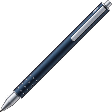 Lamy swift imperialblauw rollerpen – eenvoudige rollerpen met vloeibaar schrijfgevoel – robuuste behuizing van roestvrij staal met een lijnbreedte b – inclusief rollerpenmine m 66 in blauw