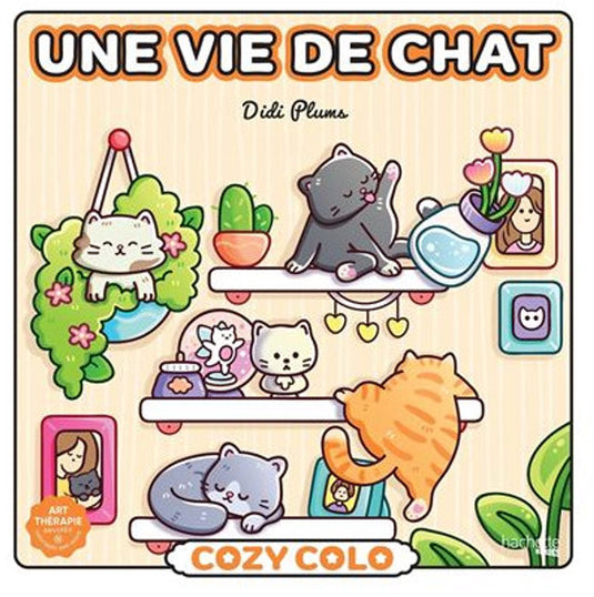 Hachette heroes atelier créatif cozy colo cozy colo didi plums : une vie de chat - kleurboek voor volwassenen