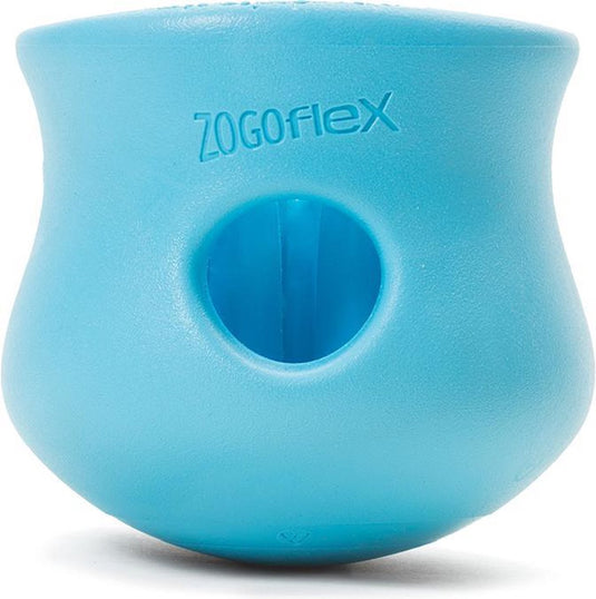 West paw toppl zogoflex - sterk honden speelgoed - slowfeeder - blauw - small - 8 cm