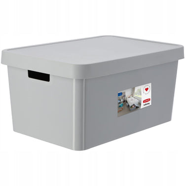 Curver 233941 infinity opbergbox met deksel 45l grijs met handgrepen