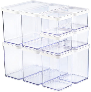 Rotho loft voedselbewaardozen - set van 10 stuks - wit - 4x 0.55 liter, 4x 2.1 liter en 2x 1 liter