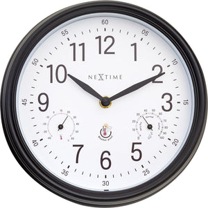 Nextime jasmine – weerstation wandklok – 23.5 cm – metaal – wit – weerbestendig