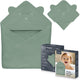 Lionelo muslin hooded baby towel – zachte babyhanddoek met capuchon van 100% katoenen mousseline – zachte badcape met capuchon – ademend, hypoallergeen irritatievrij – uitstekende absorptie – voor pasgeborenen oudere kinderen – 75x75 cm
