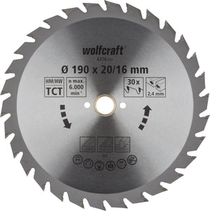 Wolfcraft - cirkelzaagblad 190x20mm - 30 tanden - zaagblad voor cirkelzaag - serie groen - 6376000