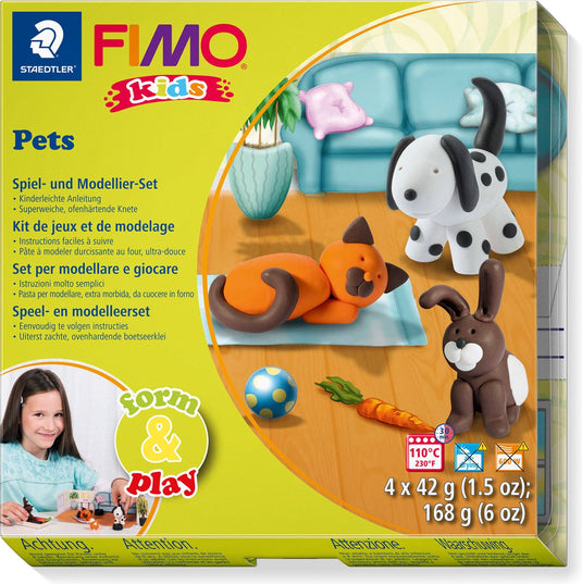 Fimo kids 8034 - ovenhardende boetseerklei - form play set huisdieren