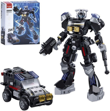 Sluban exosuit robot politieauto bouwspeelgoed 2in1 actiefiguur – constructiespeelgoed – bouwset met 247 bouwstenen – m38‑b1316 – vanaf 6 jaar