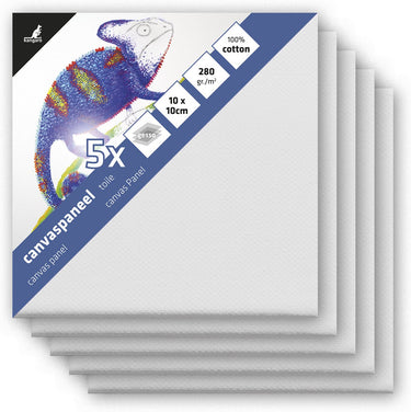 Kangaro canvaspaneel - 10x10 cm - 3mm board - 3x primed - set 5 stuks