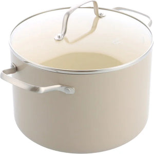 Greenchef nordics keramische inductie soeppan met deksel 24cm 7.6l - pfas-vrij - inductie pan - vaatwasserbestendig - ovenbestendig tot 220°c - keramische antiaanbaklaag - crème