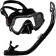 Atlantis samana pro combo - snorkelset - snorkel duikbril - versterkt glas - dry top - luxe bewaartas - volwassenen - zwart grijs