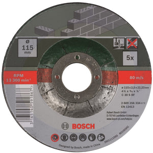 Bosch slijpschijven set - voor steen - 115 x 2,5 mm - gebogen - 5 stuks