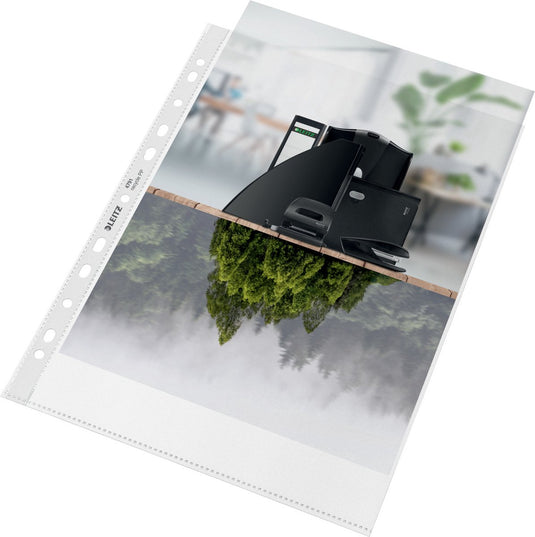 Leitz 25x recycle showtas a4 - insteekhoezen van 100 micron - 90% gerecycled pre-consumer plastic - transparant