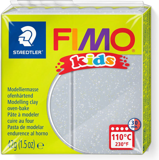 Fimo kids boetseerklei 42 g glitter zilver