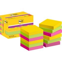 Post-it super sticky super sticky notes post-it 622-12ss-carn 47.6x47.6 mm effen geel, groen, roze