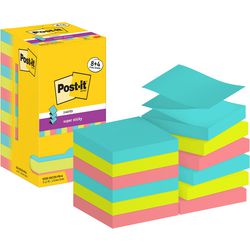 Post-it super sticky z-notes post_it r330-sscos-p8+4 76x76mm blauw, groen, roze