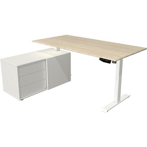 Zit-sta-bureau kerkmann 10216150 melamine; staal esdoorn; wit