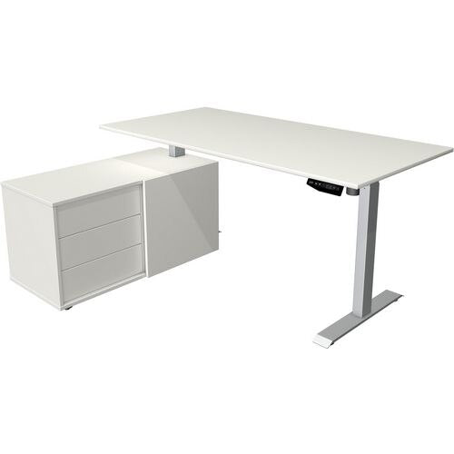Zit-sta-bureau kerkmann 10220910 melamine; staal zilver; wit