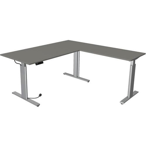 Zit-sta-bureau kerkmann 10234312 spaanplaat grafiet, zilver