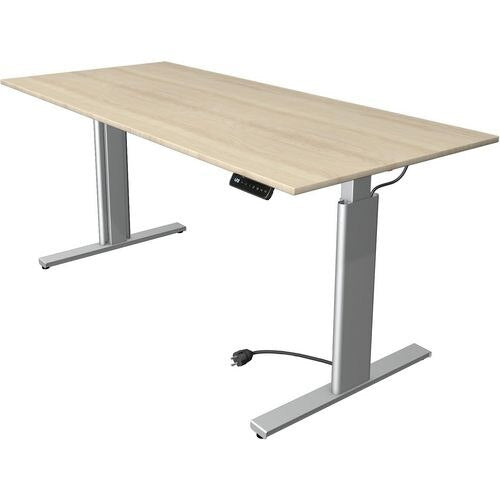 Zit-sta-bureau kerkmann 10233250 spaanplaat esdoorn, zilver