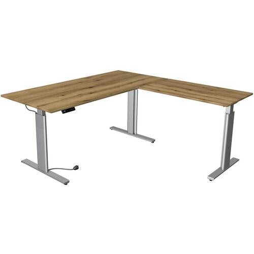 Zit-sta-bureau kerkmann 10234055 spaanplaat eiken, zilver